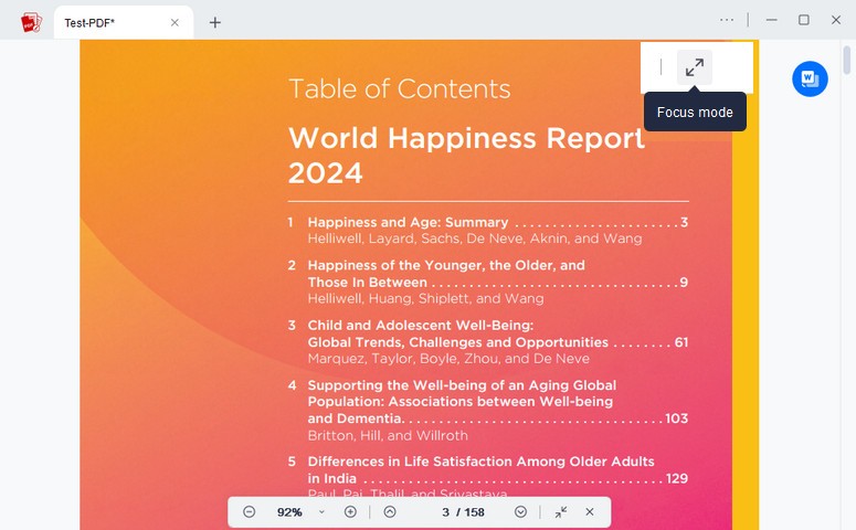 pdf focus mode