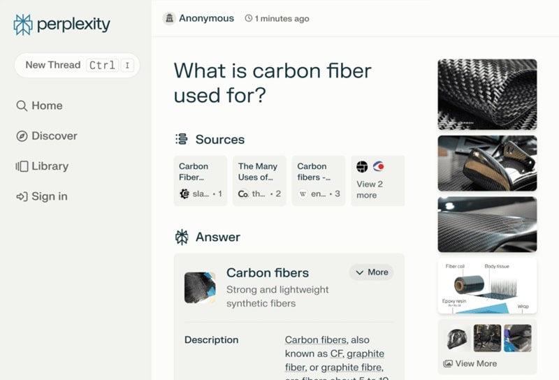 perplexity ai interface
