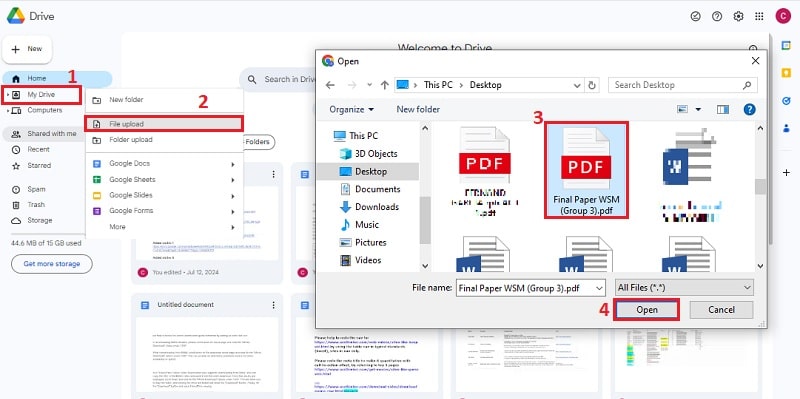 upload pdf file on google drive