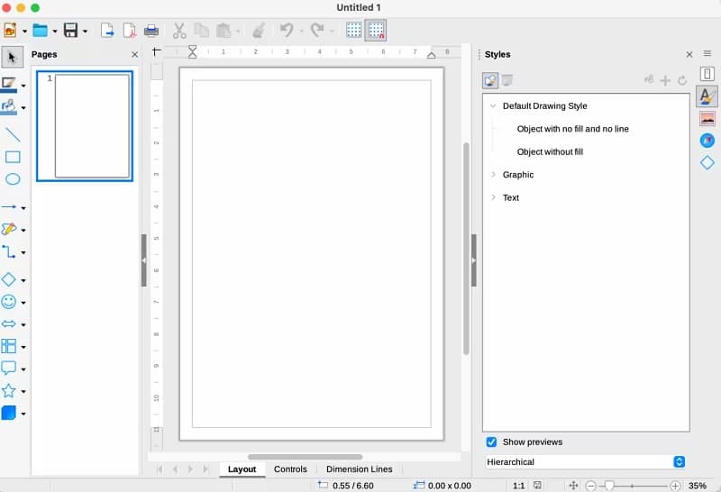 libreoffice draw drawing interface