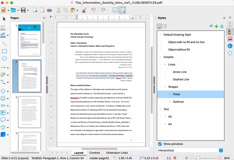 editing tools of libreoffice