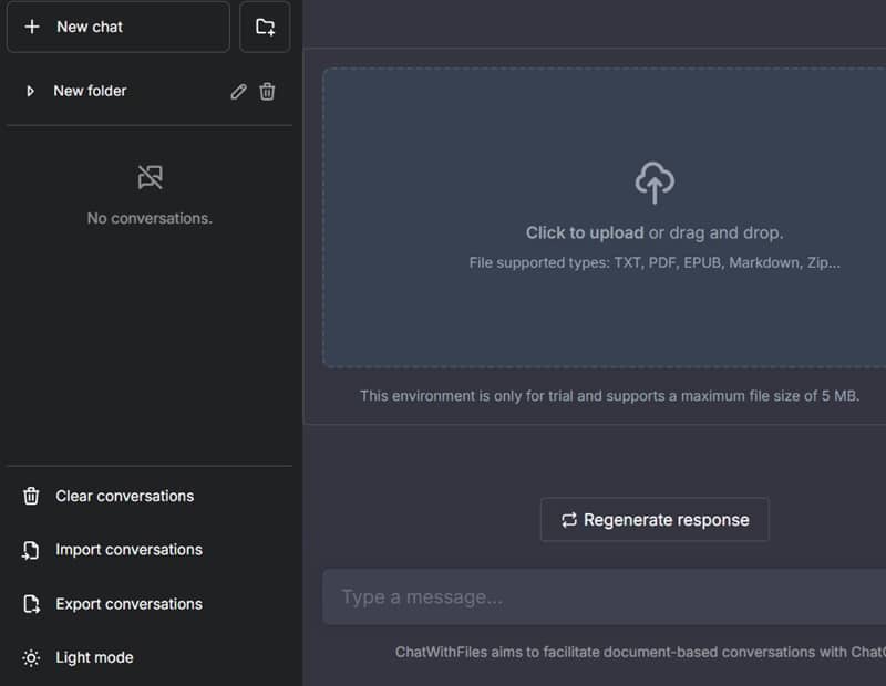 free online document chat interface