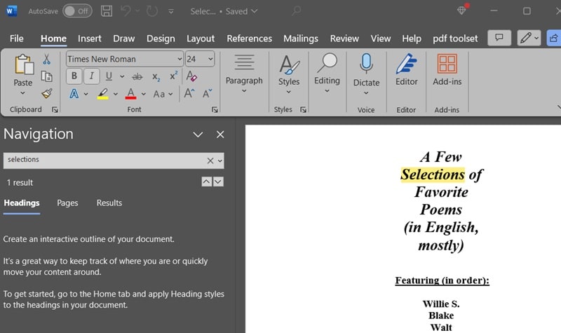 converted file on ms word