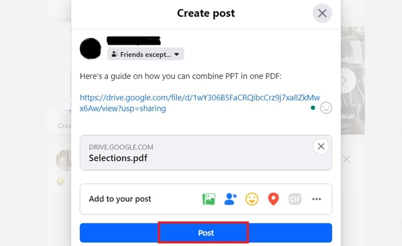 add the link and hit post