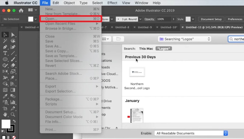 open pdf illustrator
