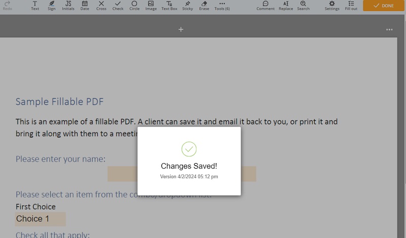 save all changes