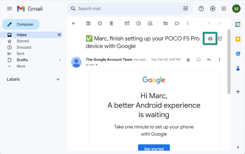 search for the email