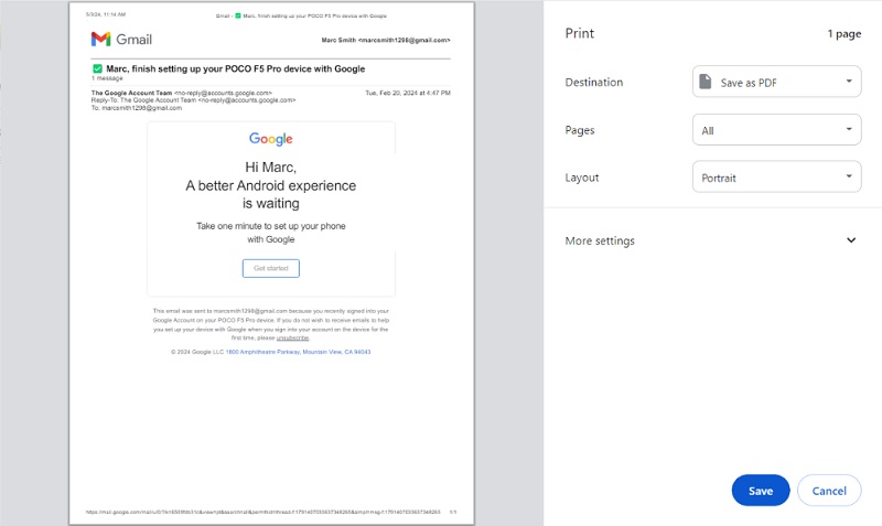 convert email to pdf