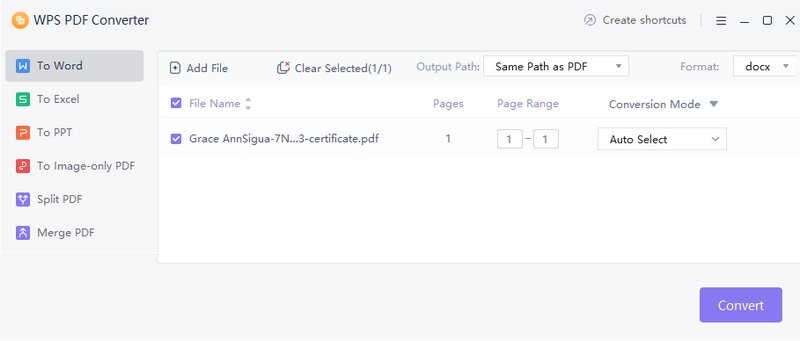 convert and save the document