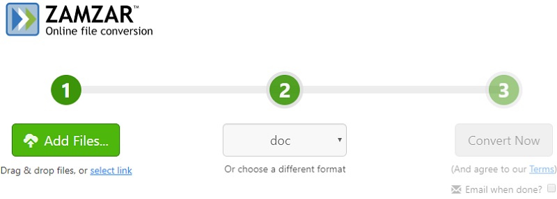 zamzar interface