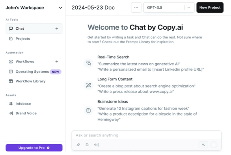 copy.ai interface