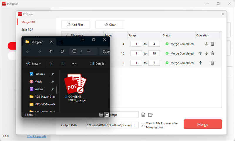 combine pdfs using pdfgear