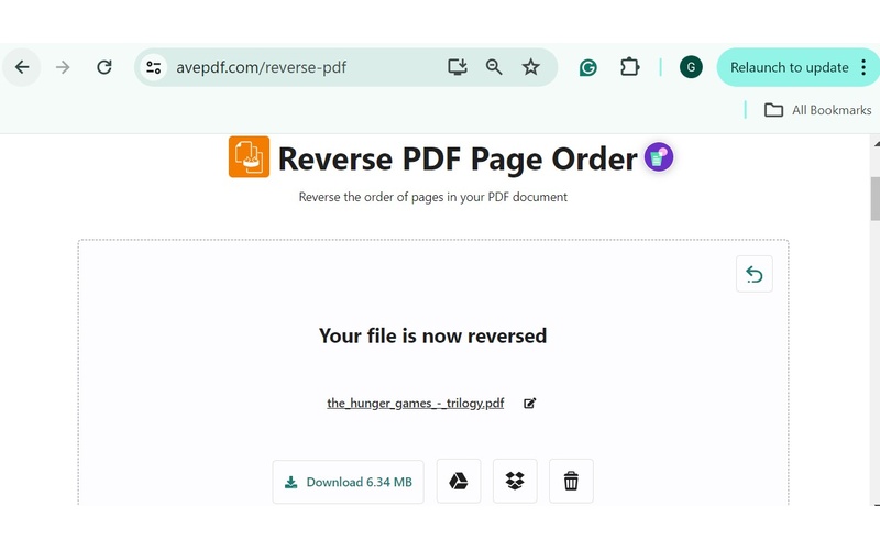 reverse pdf with avepdf