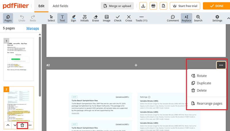 smallpdf delete page