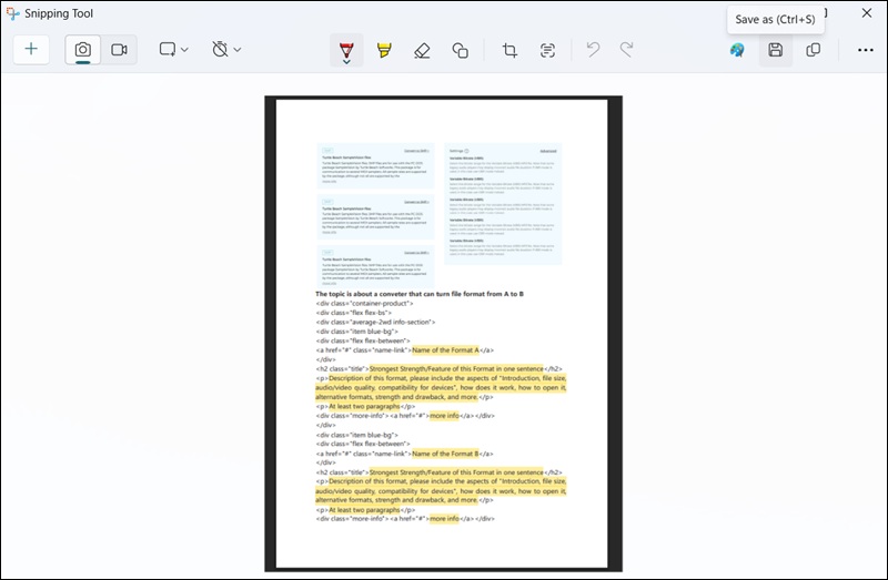 send one page of a pdf snipping tool