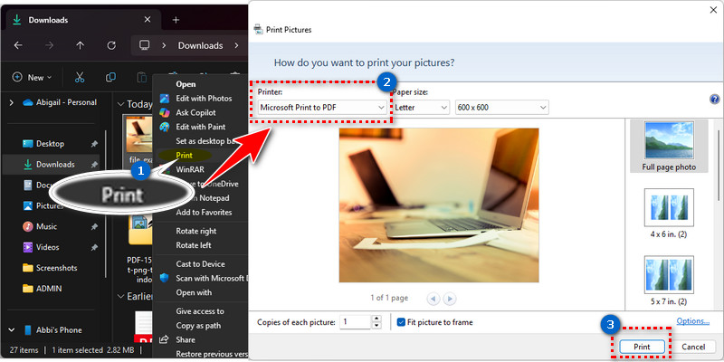 turn png to pdf with microsoft print as pdf feature