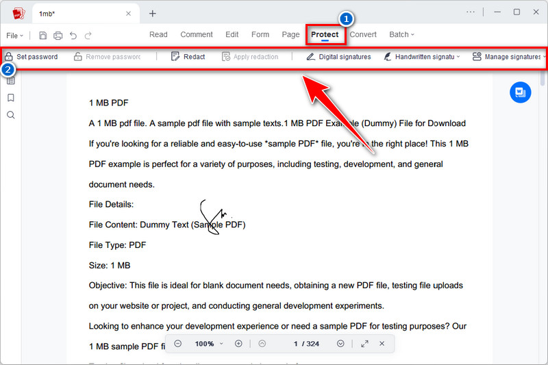 start to protect your pdf document