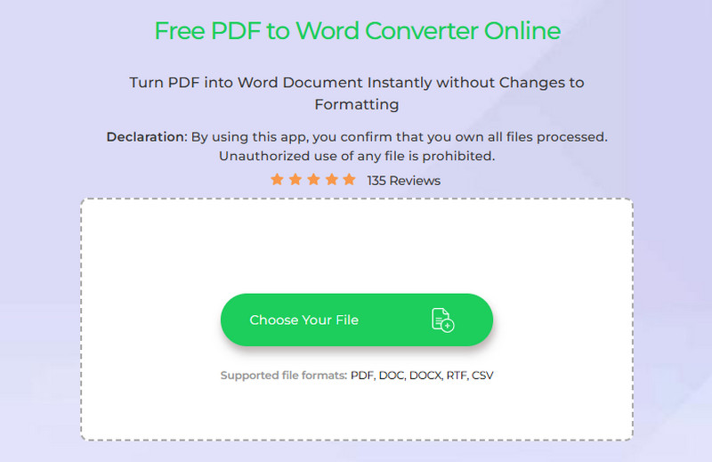 ace online pdf to word converter homepage