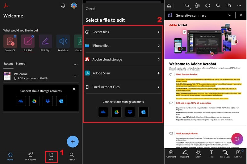 open pdf file on adobe acrobat mobile